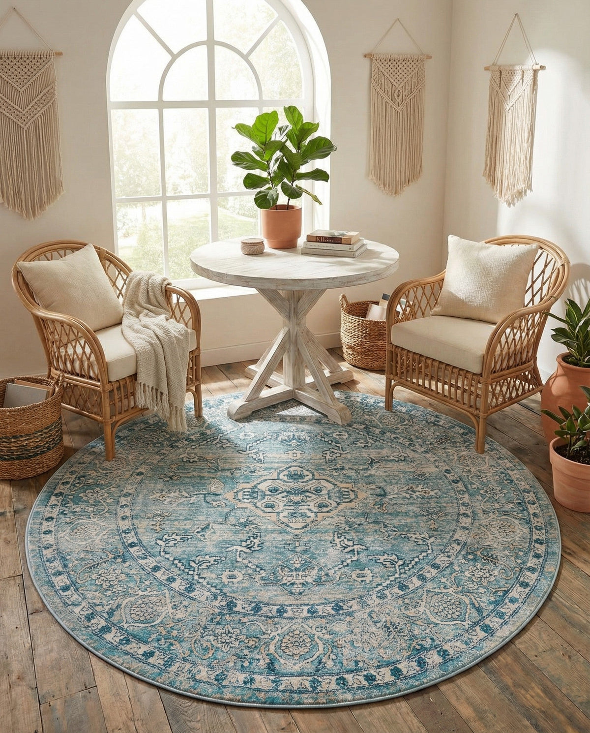 Coastal Haven Collection Area Rug -  Marina Round Blue  lifestyle 88