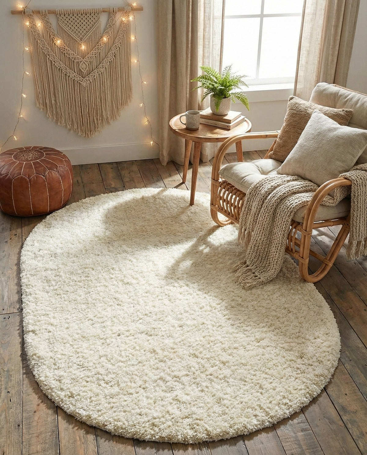 Plush Oasis Collection Area Rug - Serenity (Snow White) Oval Snow White  lifestyle 136