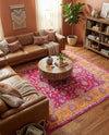 Casablanca Tapestry Collection Area Rug -  Marrakech (Berry Pink) Square Berry Pink  lifestyle 28