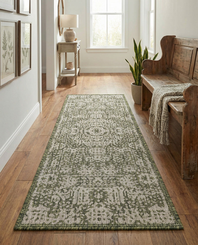 Patio Heritage Collection Area Rug - Savannah (Green) Runner Green  lifestyle 64
