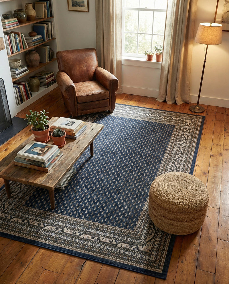 Soho Elegance Collection Area Rug -  Mercer (Blue) Rectangle Blue  lifestyle 8
