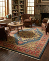 Persian Elegance Collection Area Rug -  Golestan Rectangle Navy Blue  lifestyle 25