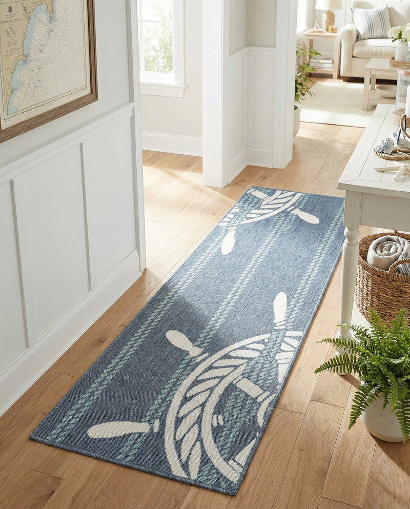 Seaside Haven Rugs Collection Area Rug - Harbor Runner Navy Blue  lifestyle 43