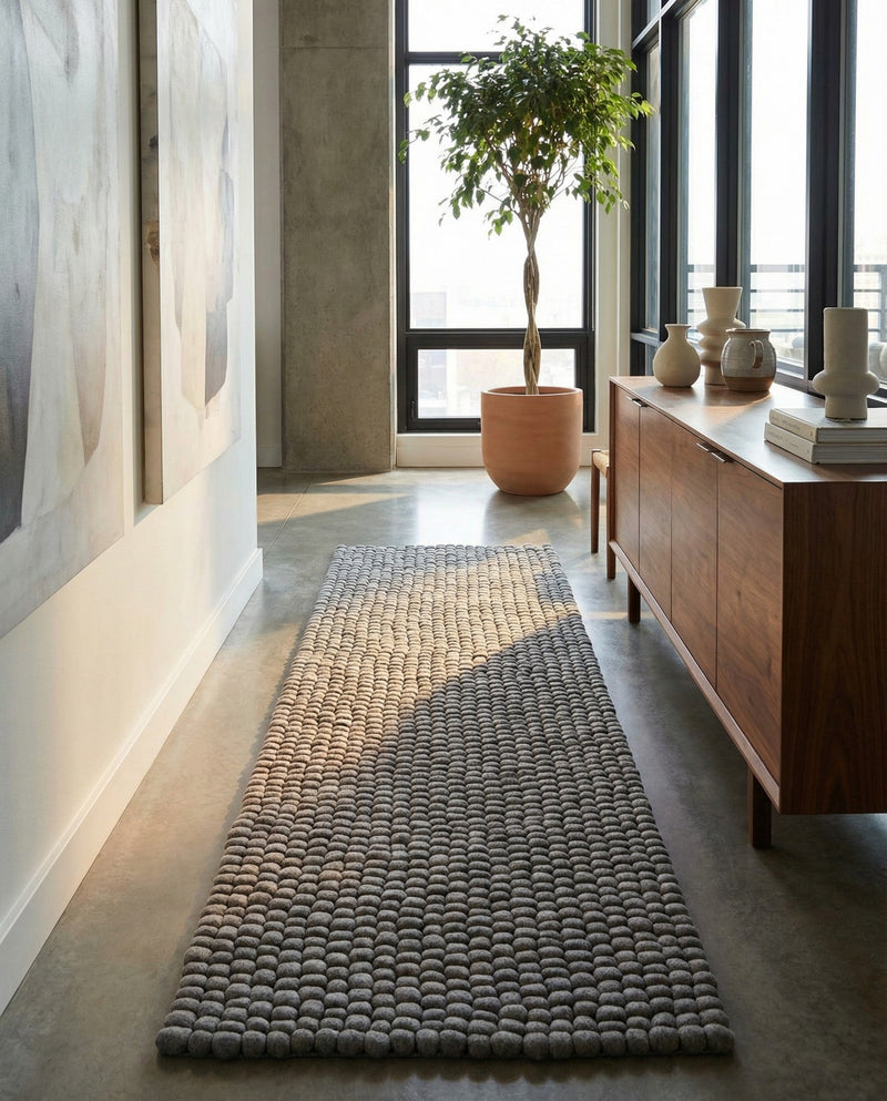 Woolen Sphere Collection Area Rug - Orbsburg (Gray) Runner Gray  lifestyle 60