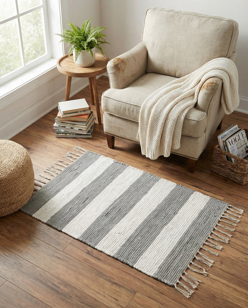 Tassel Trail Collection Area Rug - Pathway (Gray) Rectangle Gray  lifestyle 21