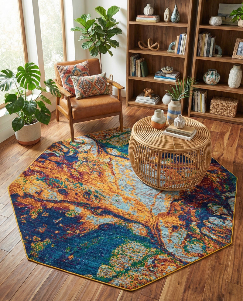 Caribbean Cove Collection Area Rug -  Bequia Octagon Multi  lifestyle 78