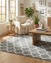 Lattice Gardens Collection Area Rug -  Bloomfield (Dark Gray) Rectangle Dark Gray  lifestyle 11