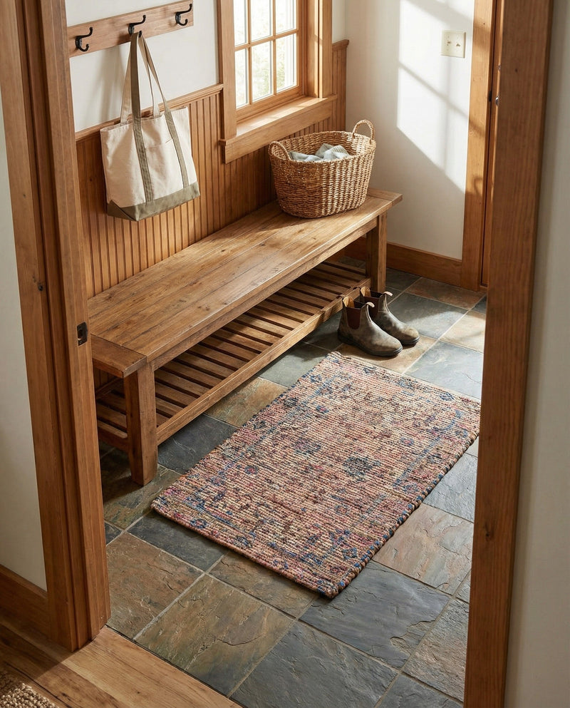 Savannah Threads Collection Area Rug - Tybee Rectangle Peach pink  lifestyle 24