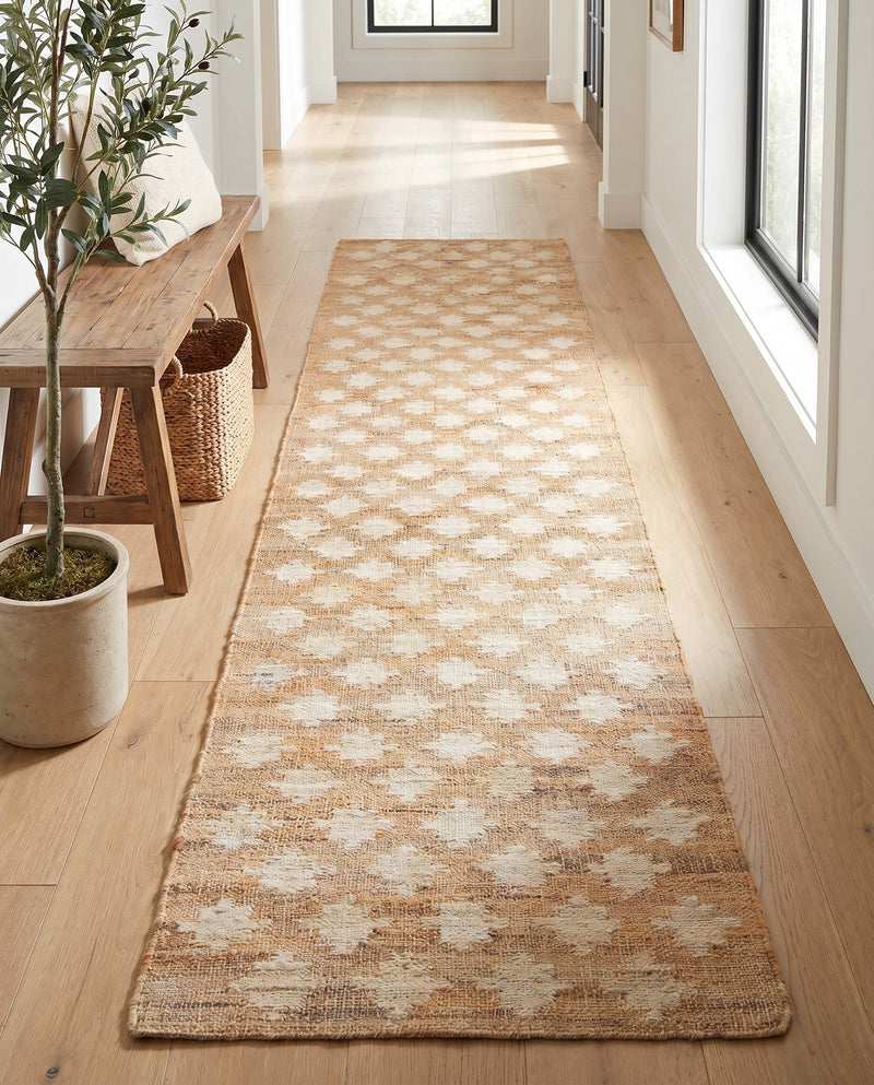 Benares Handwoven Jute Collection Area Rug -  Bodhi Runner Ivory and Beige  lifestyle 73