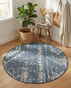 Desert Nomad Terrace Collection Area Rug - Sahara (Blue) Round Blue  lifestyle 61