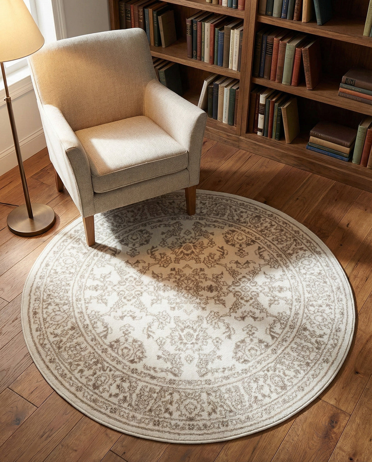 Savannah Elegance Collection Area Rug - Augusta (Ivory) Round Ivory  lifestyle 112