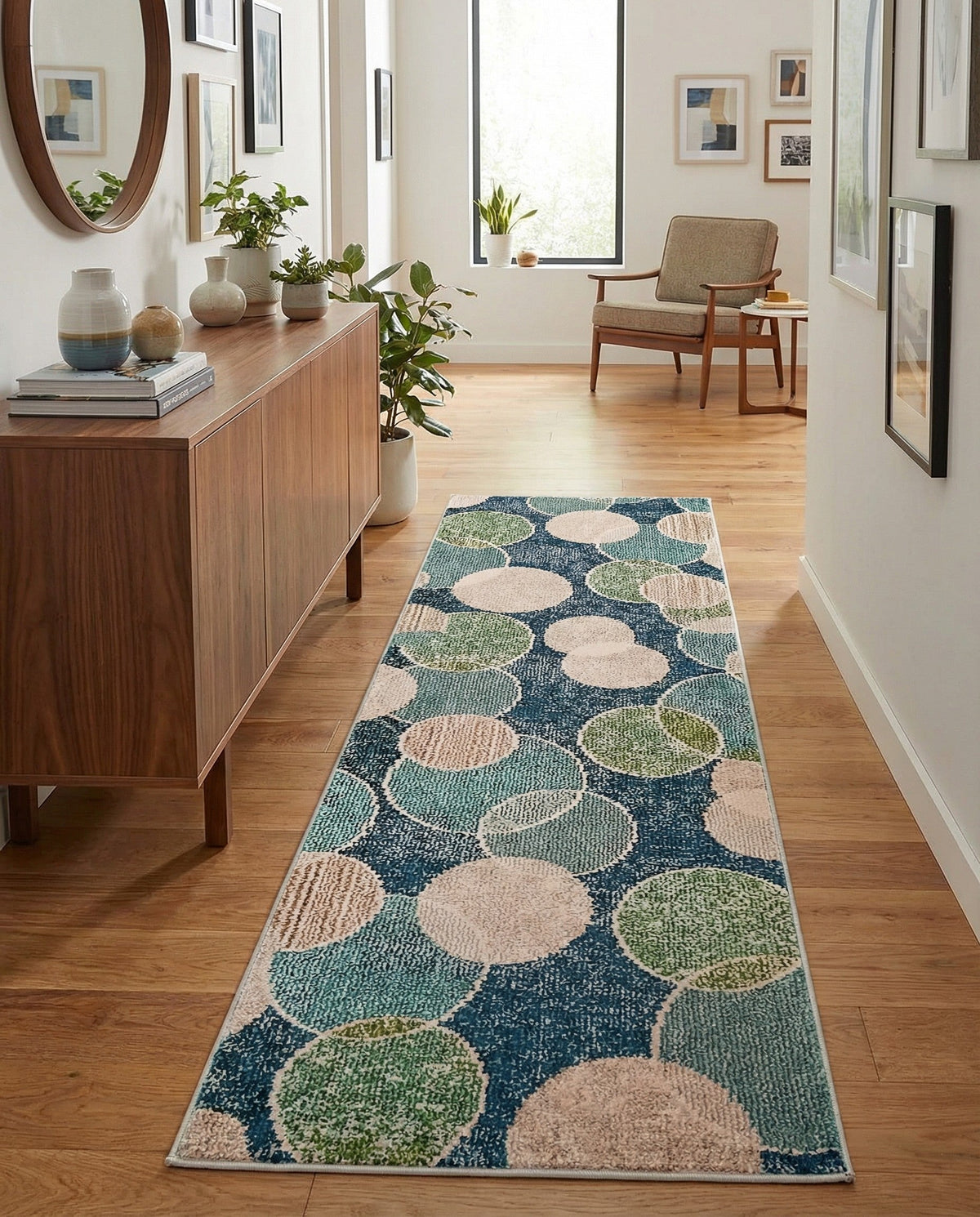 Chromatic Oasis Collection Area Rug -  Zephyr Runner Navy Blue  lifestyle 114