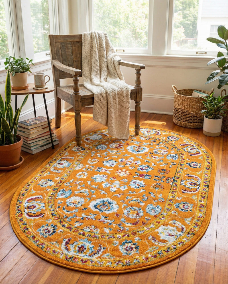 Adriana Terrace Collection Area Rug -  Positano (Orange) Oval Orange  lifestyle 57