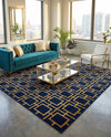 Hollywood Luxe Collection Area Rug -  Beverly (Navy Blue Gold) Rectangle Navy Blue Gold  lifestyle 3