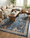Seville Stripes Collection Area Rug -  Malaga (Navy Blue) Rectangle Navy Blue  lifestyle 19