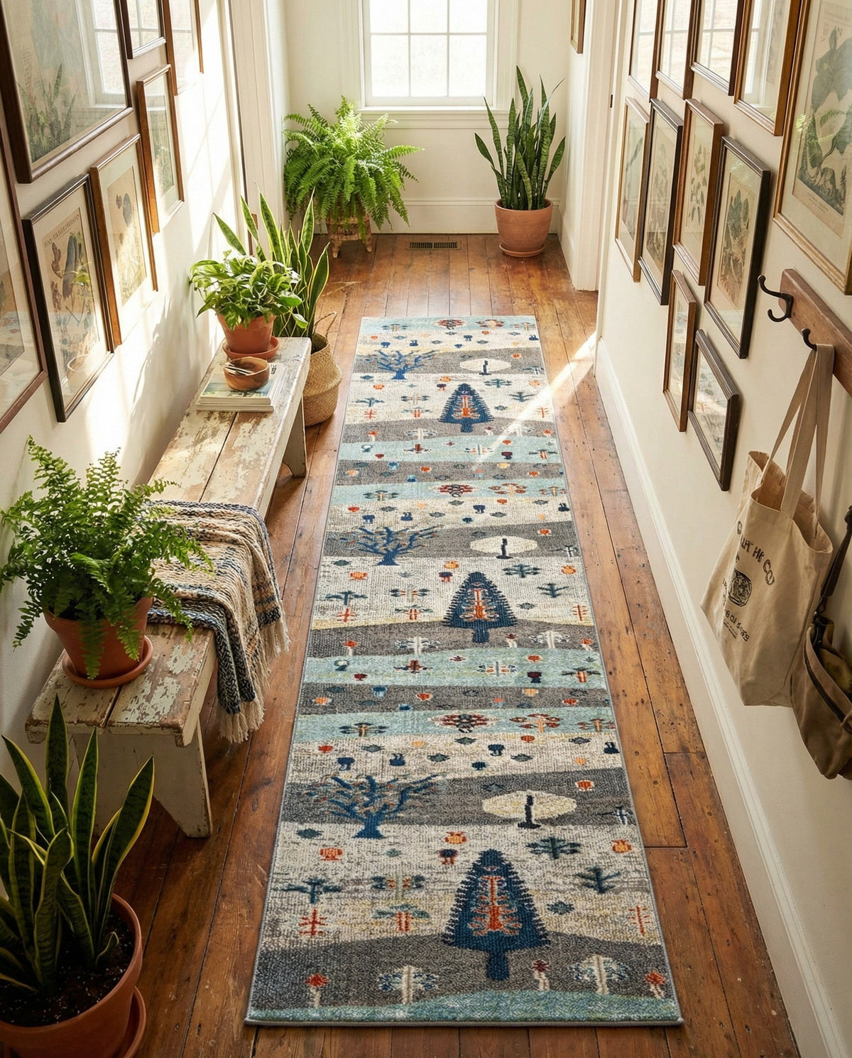 Colorburst Oasis Collection Area Rug -  Mosaic Runner Ivory Gray Blue  lifestyle 61