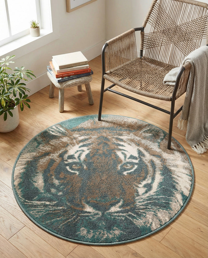 Savannah Sojourn Collection Area Rug -  Okavango Round Multi  lifestyle 71