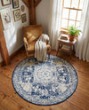 Dover Terrace Collection Area Rug -  Lagoon (Ivory and Blue) Round Ivory and Blue  lifestyle 41
