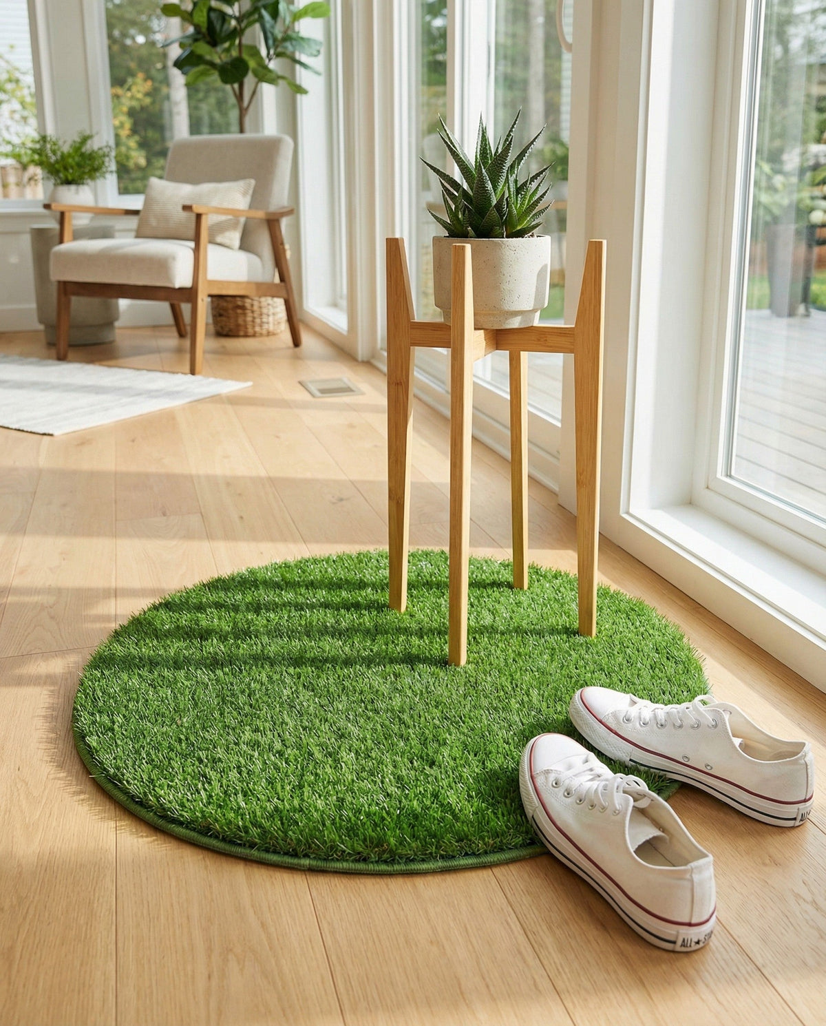 Meadow Retreat Collection Area Rug - Glen Round Green  lifestyle 106