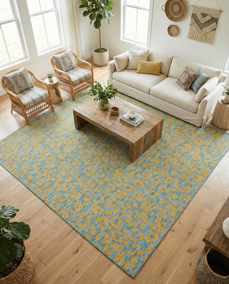 Savannah Escape Collection Area Rug -  Amazon (Blue Yellow) Square Blue Yellow  lifestyle 44
