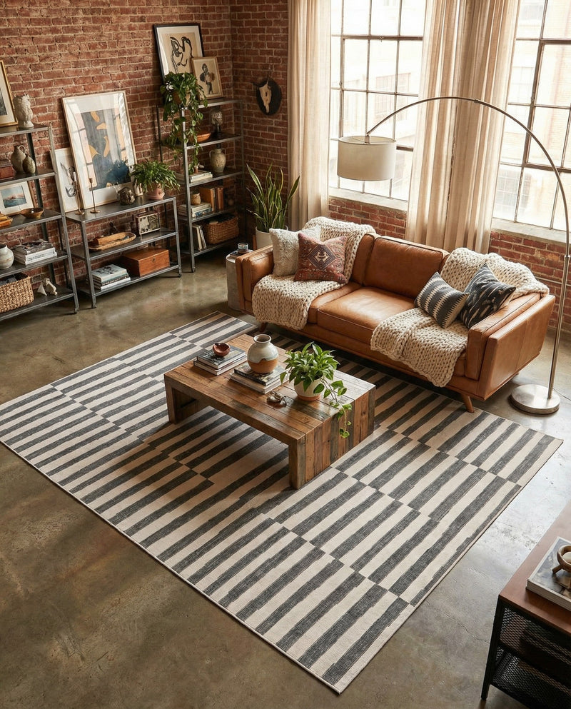 Soho Elegance Collection Area Rug -  Hudson (Dark Gray) Rectangle Dark Gray  lifestyle 12