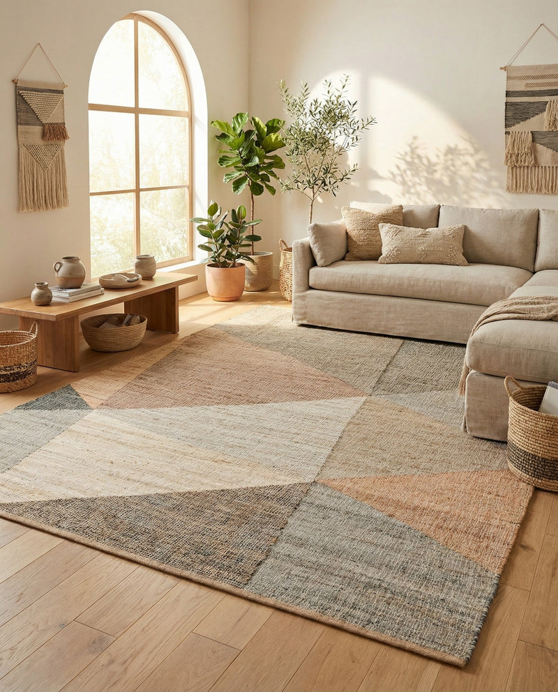 Desert Weave Jute Collection Area Rug -  Mojave Rectangle Multi  lifestyle 19
