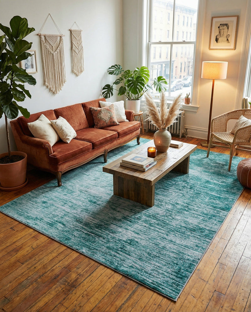 Sahara Essence Collection Area Rug - Oasis (Teal) Rectangle Teal  lifestyle 20