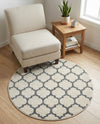 Lattice Gardens Collection Area Rug -  Bloomfield (Beige and Gray) Round Beige and Gray  lifestyle 41