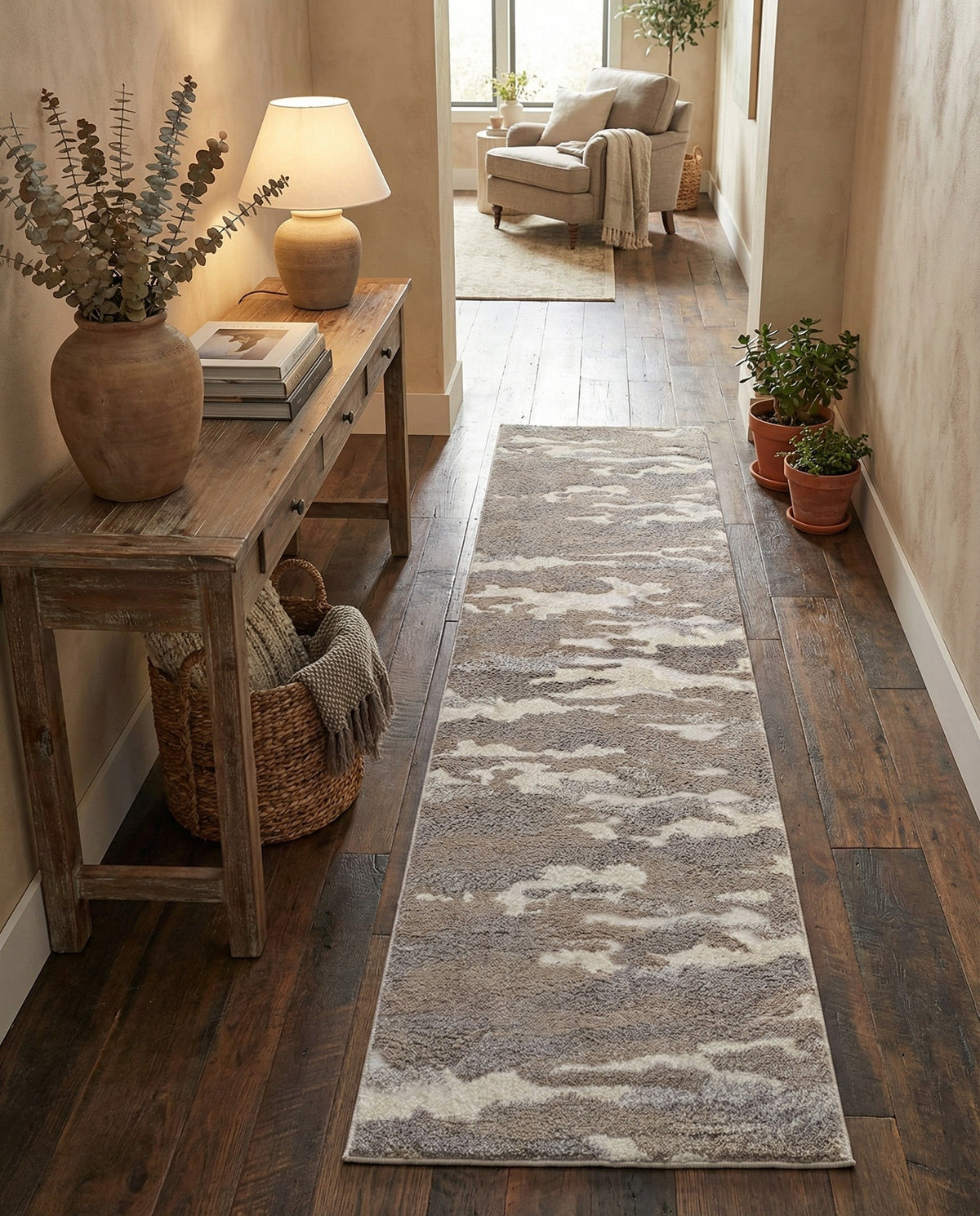 Sienna Collection Area Rug -  Veneto Runner Cloud Gray  lifestyle 100