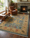 Persian Elegance Collection Area Rug -  Khorramabad Rectangle Navy Blue  lifestyle 12