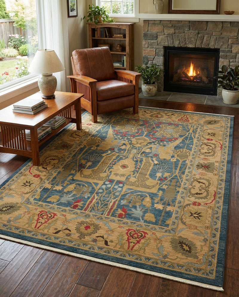 Persian Elegance Collection Area Rug -  Khorramabad Rectangle Navy Blue  lifestyle 12