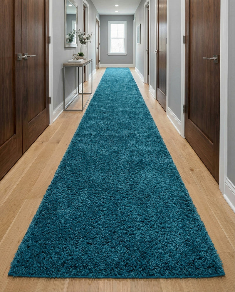 Plush Oasis Collection Area Rug - Serenity (Deep Aqua Blue) Runner Deep Aqua Blue  lifestyle 87
