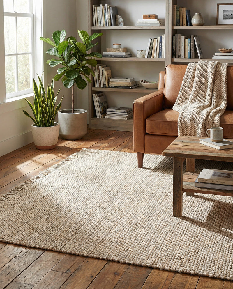 Savannah Jute Collection Area Rug - Seashore Rectangle Ivory  lifestyle 54