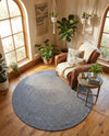 Highland Woven Jute Collection Area Rug - Glenmore (Navy Blue) Round Navy Blue  lifestyle 61