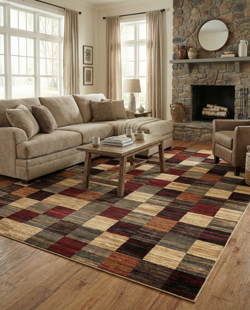 Bistro Lounge Collection Area Rug - Espresso Rectangle Multi  lifestyle 23
