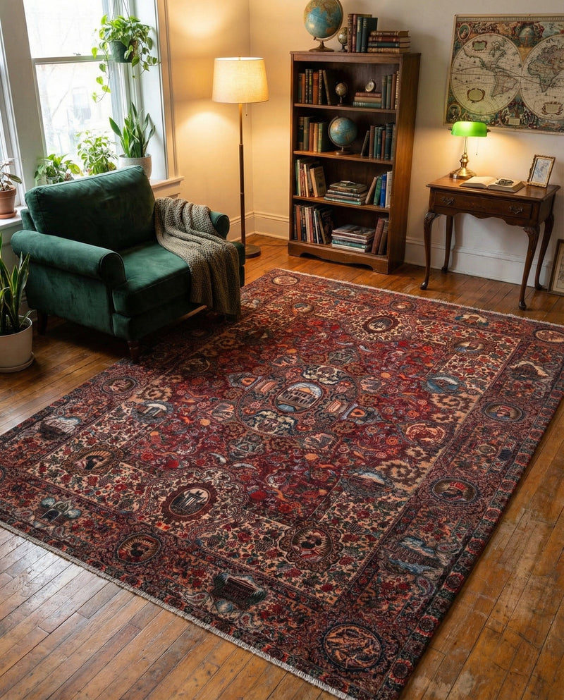 Bazaar Chic Collection Area Rug -  Khouribga Rectangle Rust Red  lifestyle 18