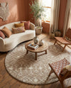 Berber Lattice Shag Collection Area Rug - Atlas (Light Brown) Round Light Brown  lifestyle 44