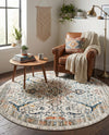 Seville Stripes Collection Area Rug -  Malaga (Ivory) Round Ivory  lifestyle 46