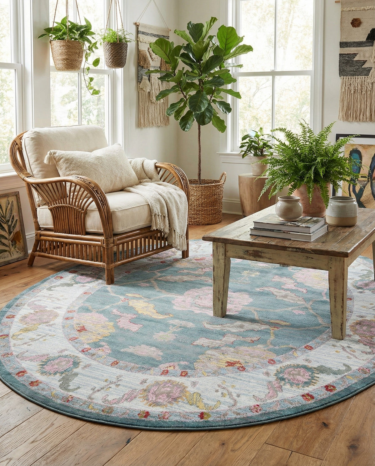 Arcadia Rugs Collection Area Rug - Eden (Gray and Blue) Oval Gray and Blue  lifestyle 86