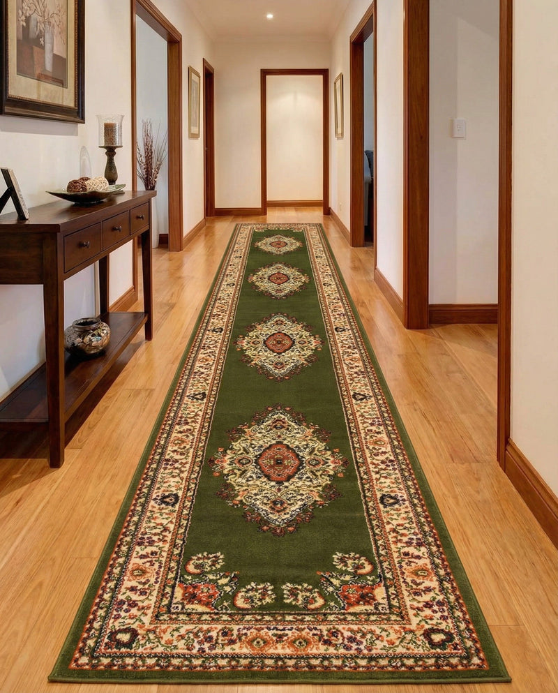 Tabriz Tapestry Collection Area Rug - Azerbaijan (Green) Runner Green  lifestyle 39