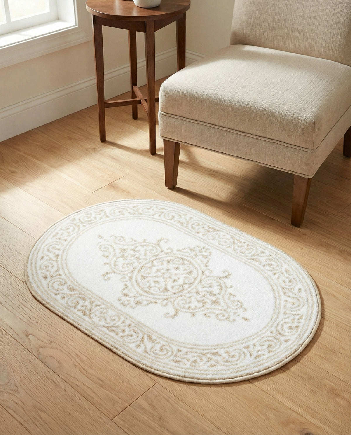 Sanctuary Retreat Collection Area Rug - Haven Oval Snow White  lifestyle 137