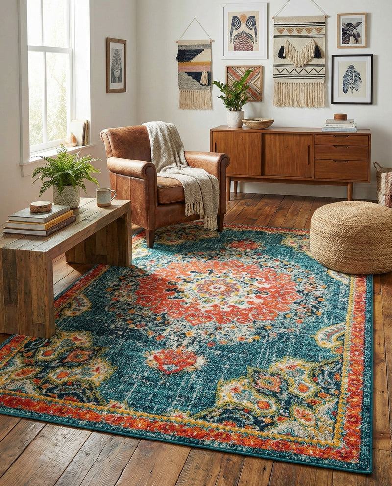 Brighton Terrace Collection Area Rug - Hove (Blue) Rectangle Blue  lifestyle 7