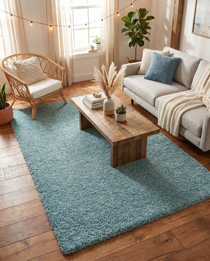 Alpine Plush Collection Area Rug -  Cortina (Aqua) Rectangle Aqua  lifestyle 9
