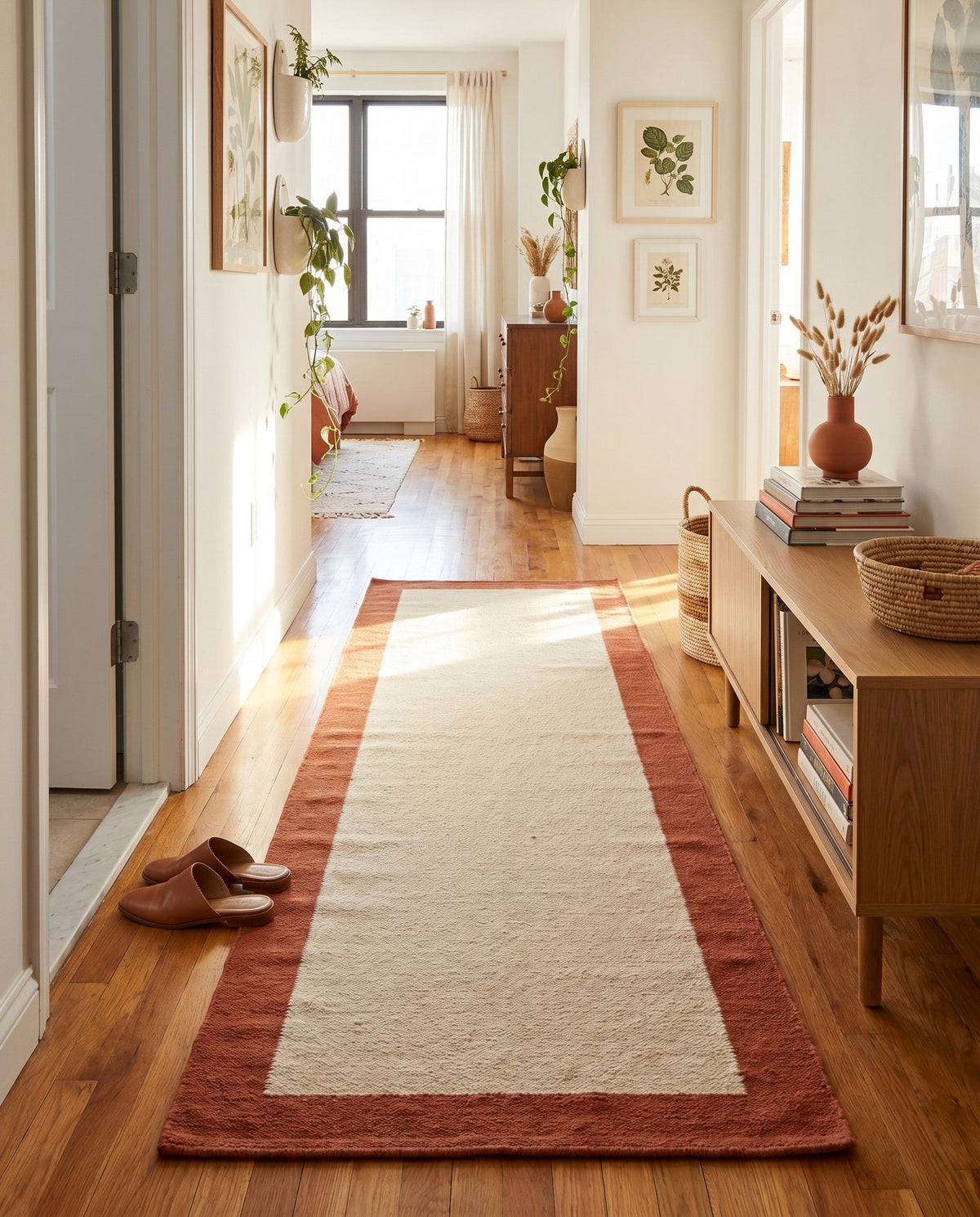 Savannah Borders Wool Collection Area Rug - Chatham Runner Ivory  lifestyle 203