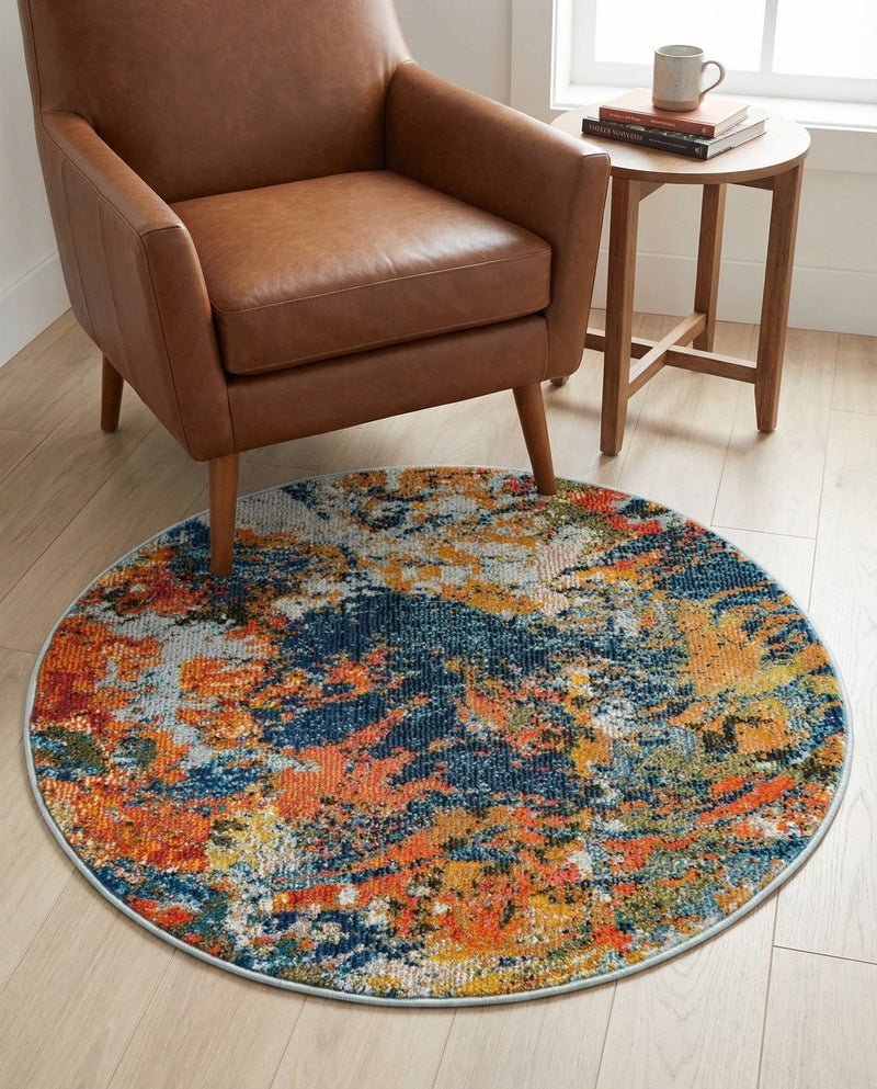Colorburst Oasis Collection Area Rug -  Chroma Round Multi  lifestyle 76