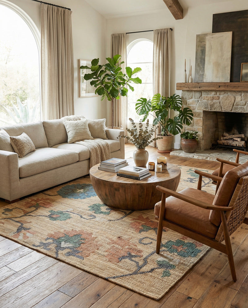 Benares Handwoven Jute Collection Area Rug -  Ramnagar Rectangle Multi  lifestyle 13
