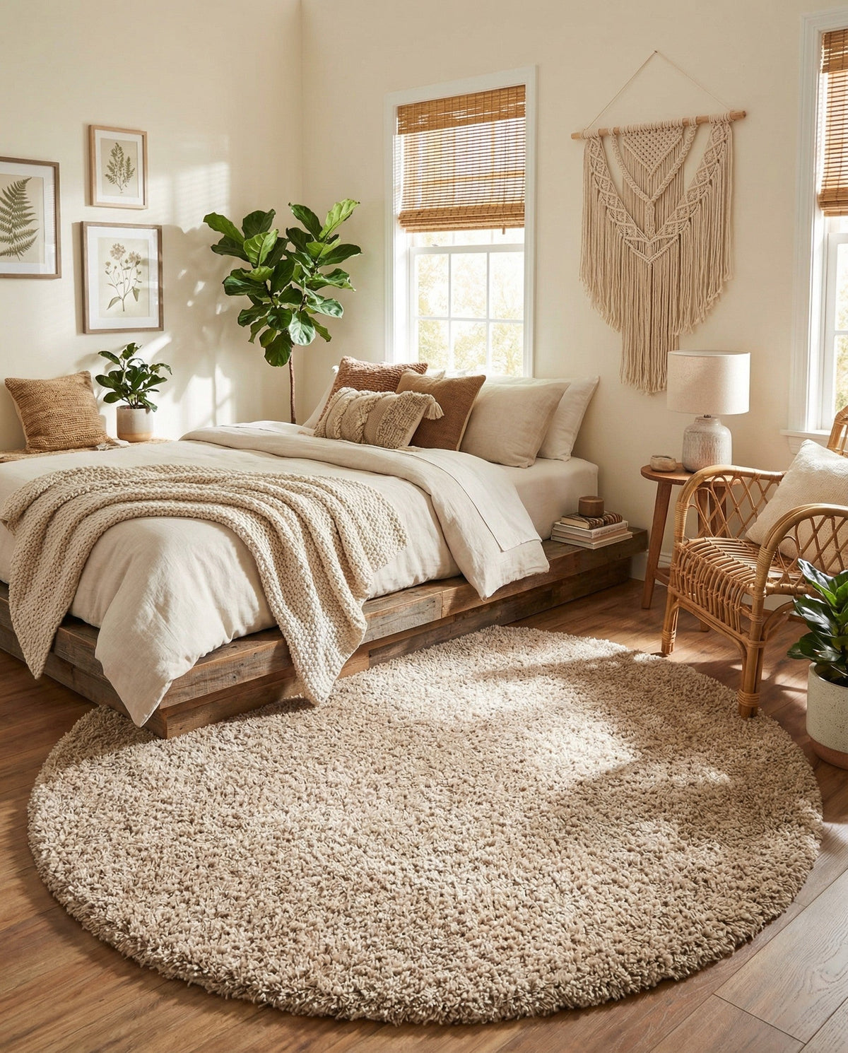 Alpine Plush Collection Area Rug - Verbier Round Beige  lifestyle 123