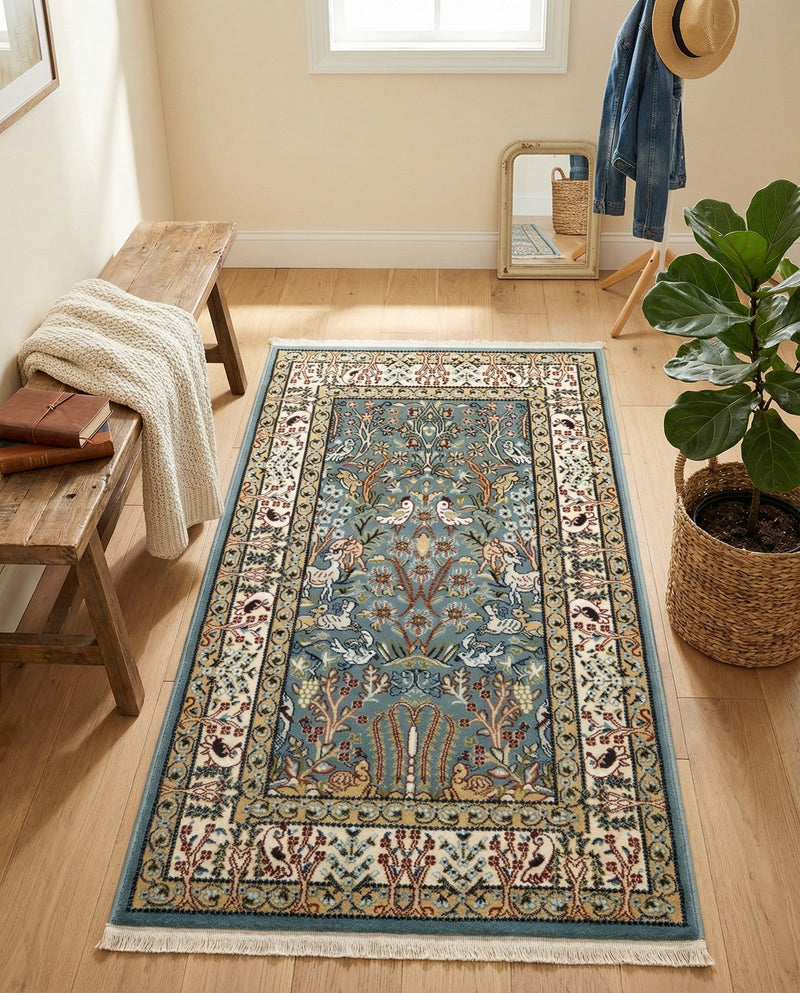 Persian Elegance Collection Area Rug -  Kerman (Blue) Rectangle Blue  lifestyle 35