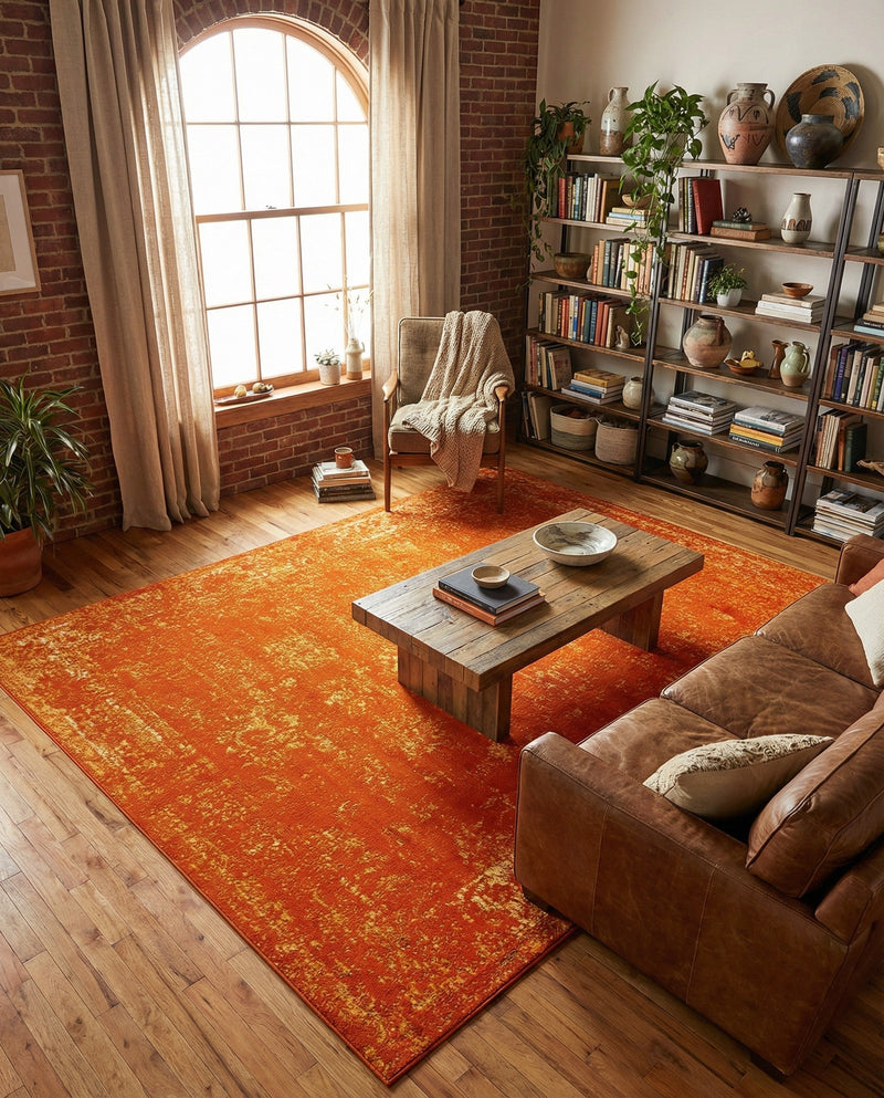 Riviera Elegance Collection Area Rug - Antibes (Orange) Rectangle Orange  lifestyle 19