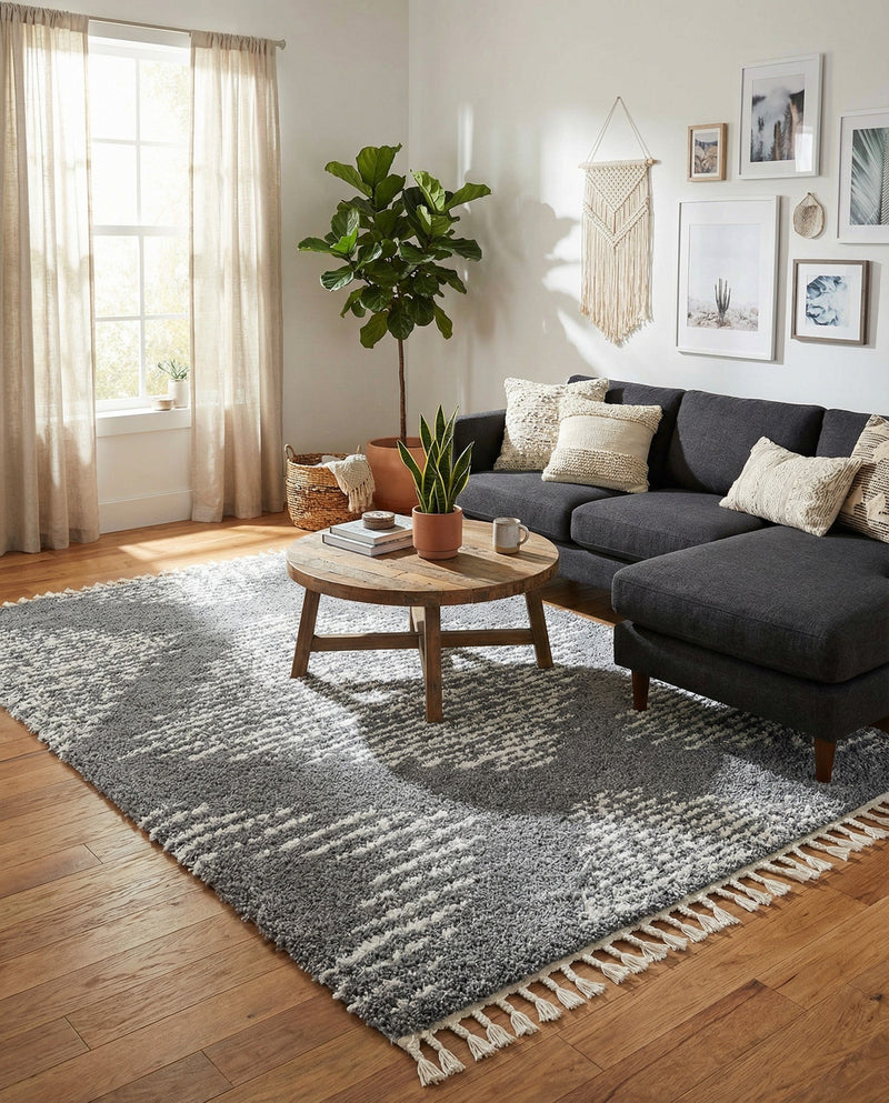 Tranquil Tides Shag Collection Area Rug -  Azure Rectangle Gray  lifestyle 38